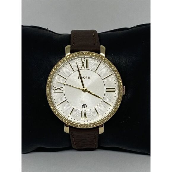Fossil C141015 Women's Brown Leather Analog Dial Quartz Genuine Watch WO139 - Picture 1 of 12